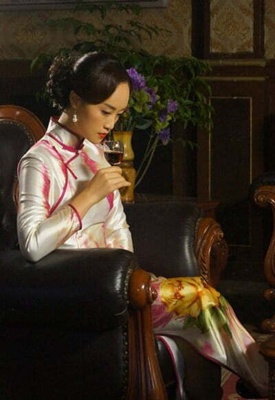 silk Cheongsam and wine