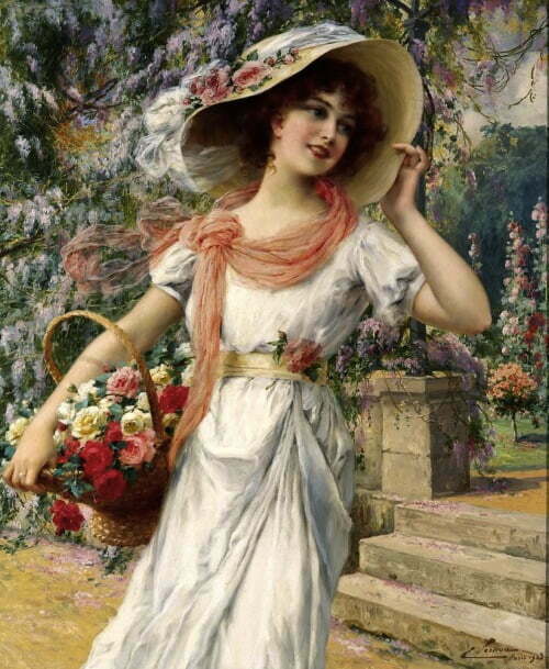 5 Fata cu cosul de flori