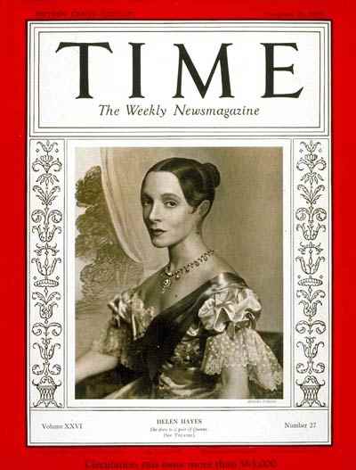 TIME Magazine Cover, Helen Hayes, Dec. 30, 1935
