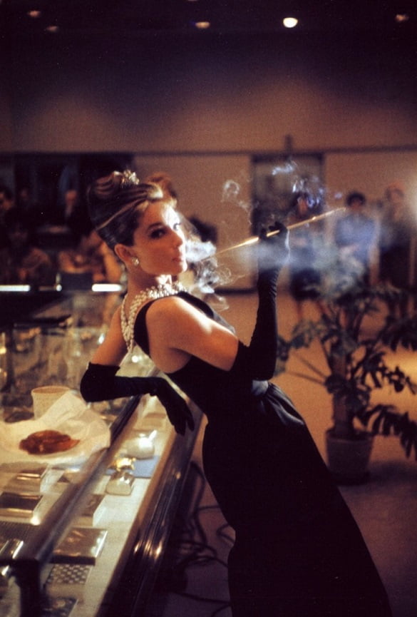 Audrey Hepburn en la rodación de la película «Desayuno con diamantes», 1961.
