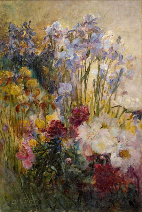 Louis Comfort Tiffany - Bujori si irisi 1915
