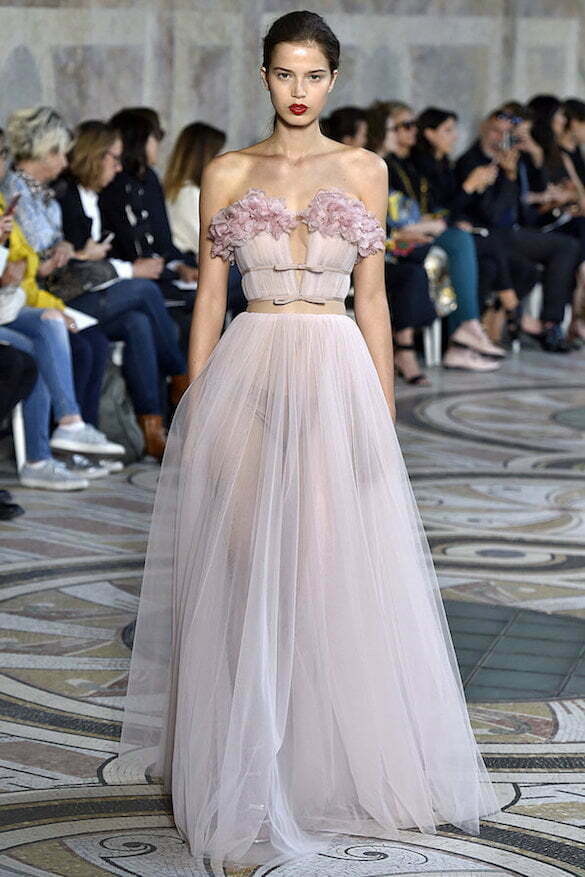 PARIS, FRANCE - JULY 03: A model walks the runway during the Giambattista Valli Haute Couture Fall/Winter 2017-2018 show as part of Haute Couture Paris Fashion Week on July 3, 2017 in Paris, France. (Photo by Victor VIRGILE/Gamma-Rapho via Getty Images)