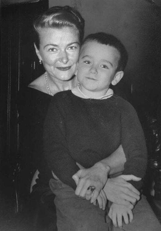 A 7 year old Robin Williams with his mother Laurie Williams, 1958.