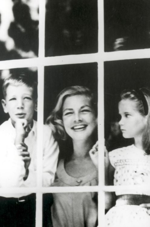 Lauren Bacall with her children Stephen and Leslie Bogart