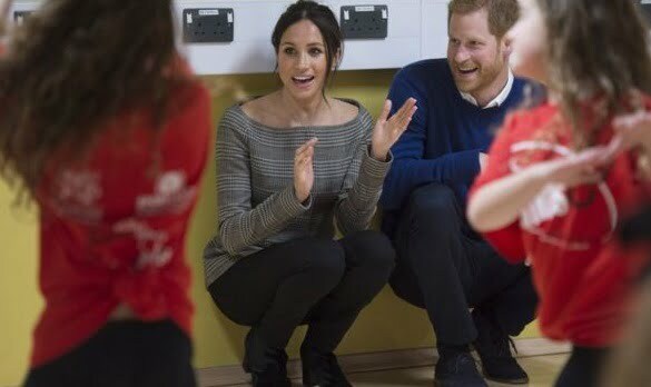 Welsh jeans for a Welsh visit. Meghan and Harry in Cardiff