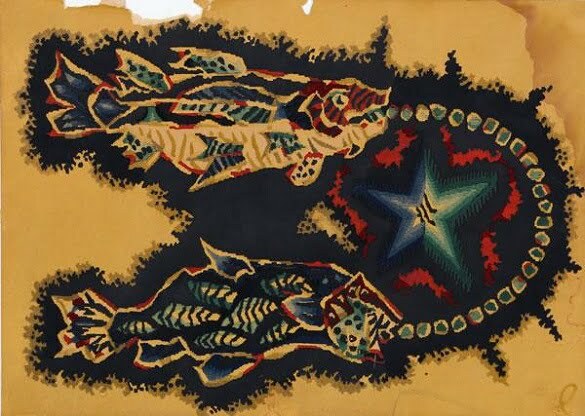Jean Lurçat Seria zodiac Pești (litografie)