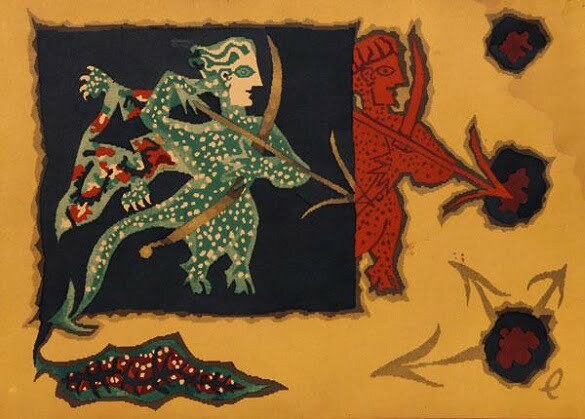Jean Lurçat Seria zodiac Săgetător (litografie)